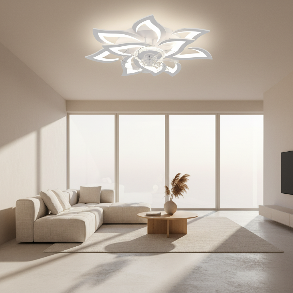 „Flower1F“ išmanusis LED šviestuvas / ventiliatorius