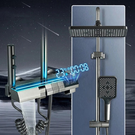 Moderni House Tech 1 dušo sistema su termostatu ir skaitmeniniu temperatūros ekranu